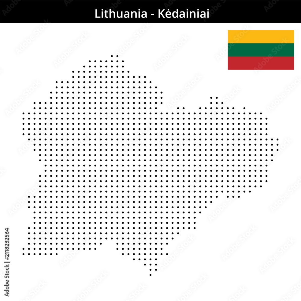 Fototapeta premium Map of Lithuania region Kėdainiai in small size dots