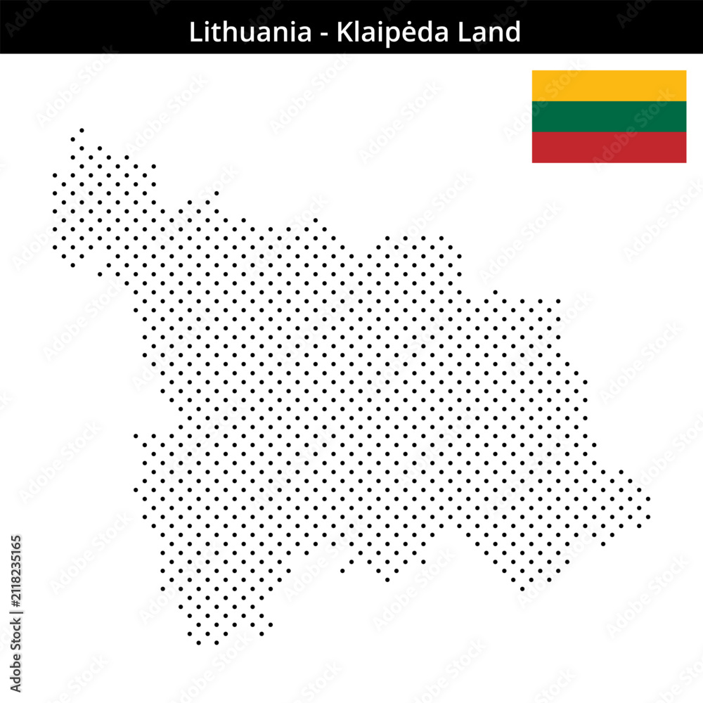 Fototapeta premium Map of Lithuania region Klaipėda-Land in small cross shaped dots