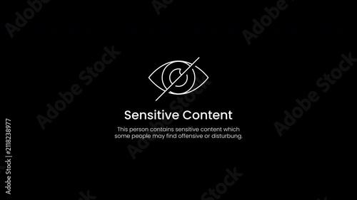 Sensitive content warning symbol for sensitive content warnings with white graphic on black background, ideal for notification alerts and messages.