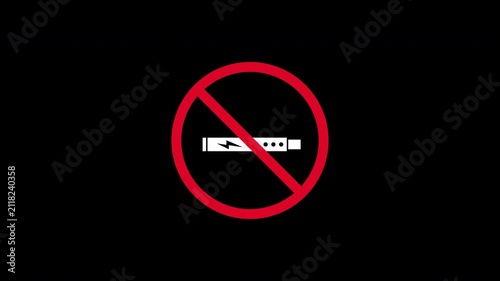 No smoking sign cigarette vaping allowed red circular warning sign with white lightning bolt icon. Perfect for prohibiting ecigarette use.
