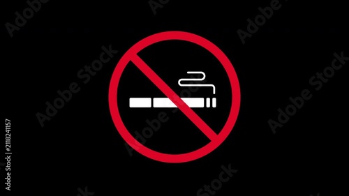 No smoking sign cigarette icon in red forbidden circle on black monochrome design. Suitable for antismoking campaigns, health articles, and posters.