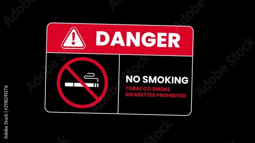 No smoking sign warning sign for tobacco prohibition, red and black graphic symbol. Suitable for antismoking campaigns, posters, websites, and presentations.