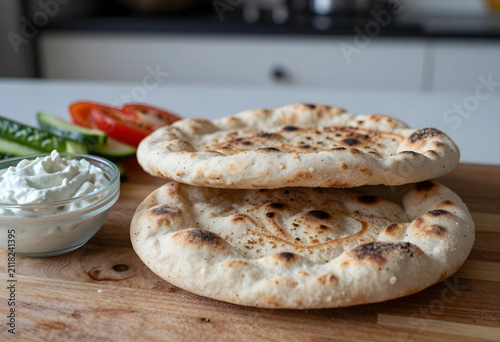 Freshly baked naan bread st...