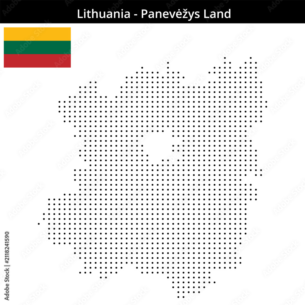 Fototapeta premium Map of Lithuania region Panevėžys-Land in small size dots