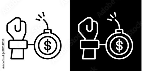 Obraz na płótnie Financial Crisis Icon Set White Style Collection