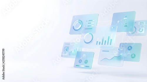 Abstract 3D Futuristic Data Visualization Dashboard Interface