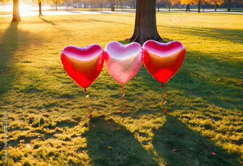Three heart shaped foil bal...