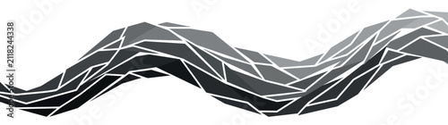 Konstfotografi Abstract Geometric Wave, Monochromatic Low Poly Design
