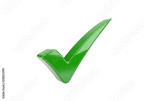 Shiny 3d green check mark icon symbol