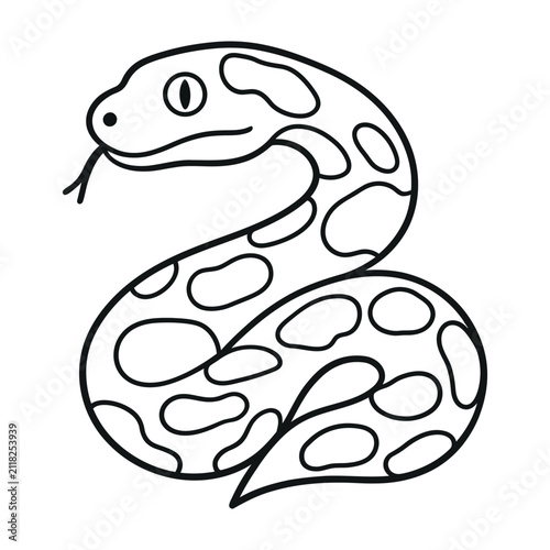 Foto A simple cartoon outline drawing of a snake with an open mouth and tongue sticki