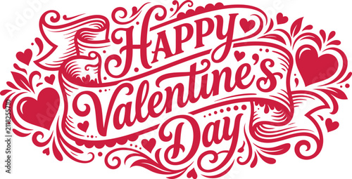 Konstfotografi Valentine's Day greeting card design with ornate red hearts and typography