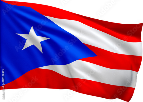 Quadro su tela Puerto Rico Flag Waving in the wind
