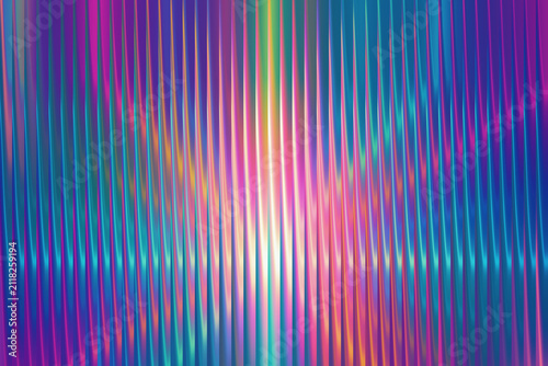 Iridescent vertical lines with soft bokeh light reflecting a vibrant abstract background