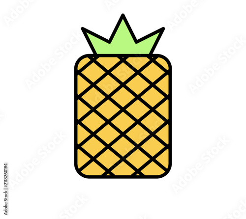 Minimalist Stylized Pineapple Fruit Icon Featuring Geometric Pattern and Simple Design Elements for Culinary Graphic Projects