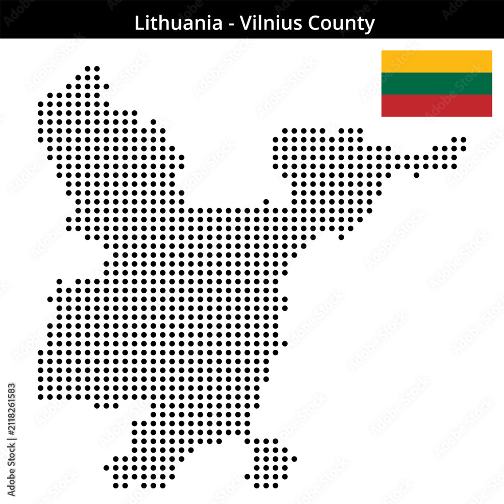 Obraz premium Map of Lithuania region Vilnius-County in medium size dots