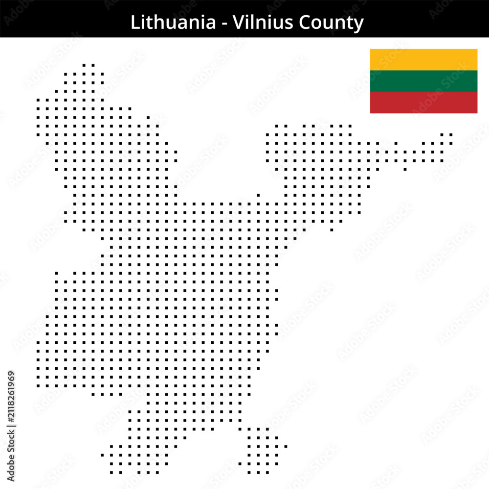 Fototapeta premium Map of Lithuania region Vilnius-County in small size square dots
