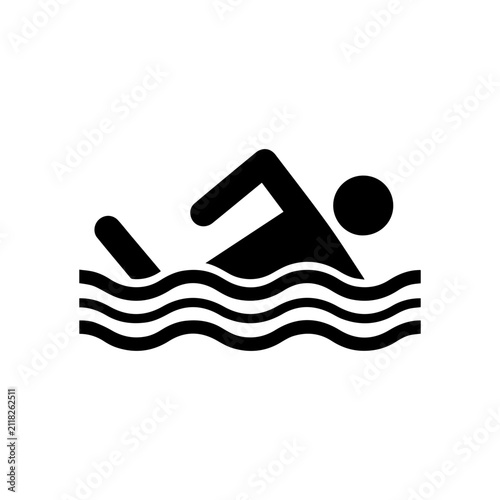 Minimal Person Swimming Pictogram For Pool And Water Activity Symbol Vector illustration