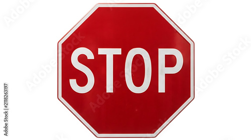 Bild auf Leinwand Red octagonal stop sign isolated on transparent background