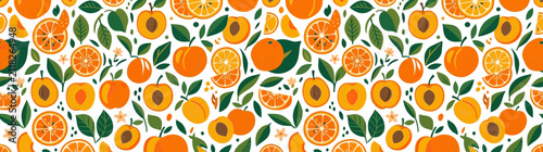 Hand-drawn Citrus Fruit and Stone Fruit Pattern