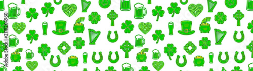 Green Irish Symbols Pattern Doodle Art