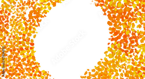 Konstfotografi Hand drawn orange stippled texture creating a circular border with empty center space