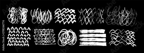 Hand drawn scribble textures doodles vector elements set,  white brush strokes textures elements, sketch lines vector illustrator