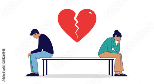 Foto Flat vector illustration depicting a poignant and emotive conceptual scene with
