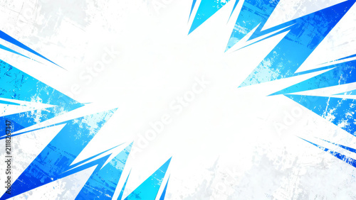 Dynamic blue manga impact frame and speed lines background element