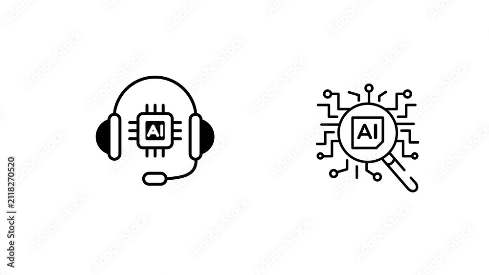 Fototapeta premium Minimal AI icon isolated on transparent background. Modern artificial intelligence PNG symbol for apps, websites, automation, technology, UI, branding and graphic design projects.
