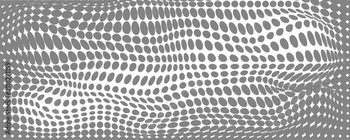 Fotografía Abstract white background with grey halftone dot optical illusion fluid wave dis