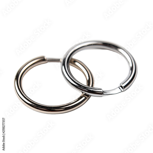 Two interlocking metallic rings, shiny with a polished finish, creating an infinity loop effect