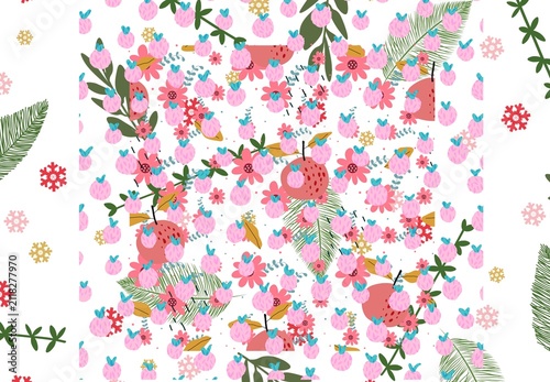 Textile spring flowers pattern. Floral pattern with small flowers in pink, yellow, cream tones. For spring, summer prints, packaging, cute stationery, kitchen decor, fabric design, isolated background