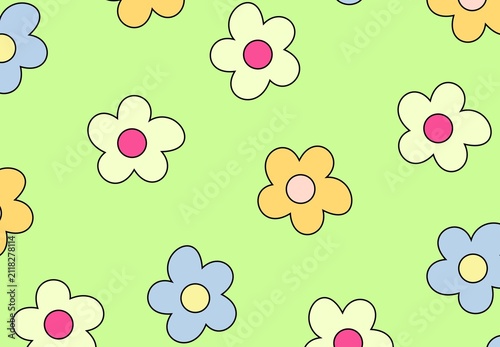 Textile spring flowers pattern. Floral pattern with small flowers in pink, yellow, cream tones. For spring, summer prints, packaging, cute stationery, kitchen decor, fabric design, isolated background