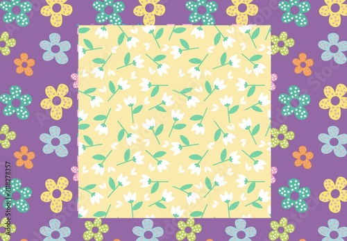 Textile spring flowers pattern. Floral pattern with small flowers in pink, yellow, cream tones. For spring, summer prints, packaging, cute stationery, kitchen decor, fabric design, isolated background