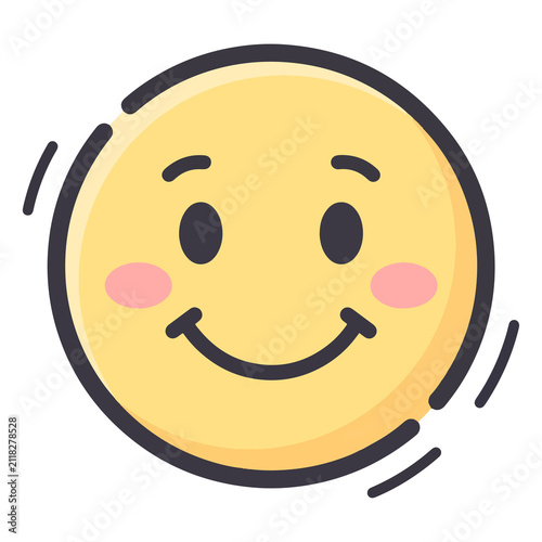 Photography Emoji face showing a soft smile illustrates friendliness and positive reception