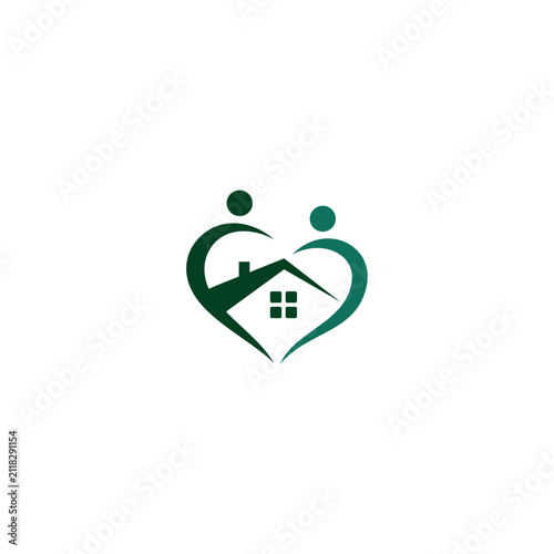 Green Family Heart and House Logo Design