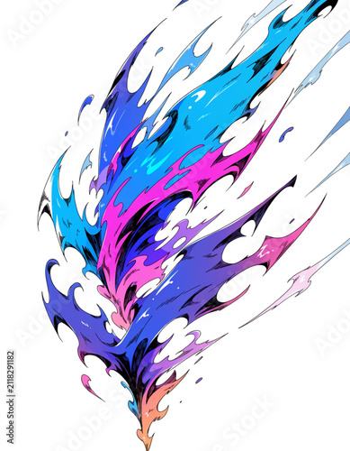 Colorful anime action speed lines and dynamic liquid splash explosion background