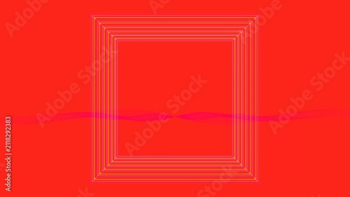 Abstract concentric rectangle animation on a vibrant red background.