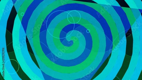 Abstract Blue and Green Hypnotic Spiral Motion Background Animation.