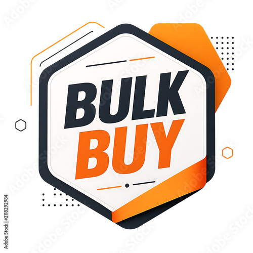 Modern hexagonal bulk buy promotional badge design isolated on transparent background