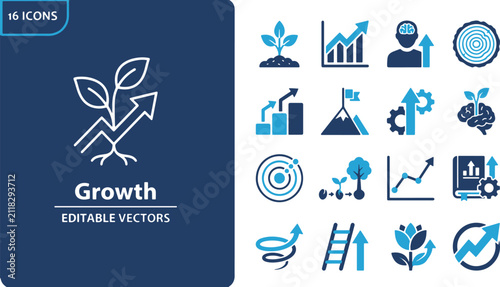 Premium Collection of Business Growth and Success Vector Icons for Professional Development and Financial Progress