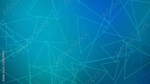 Dynamic abstract blue background with floating geometric triangle outlines.