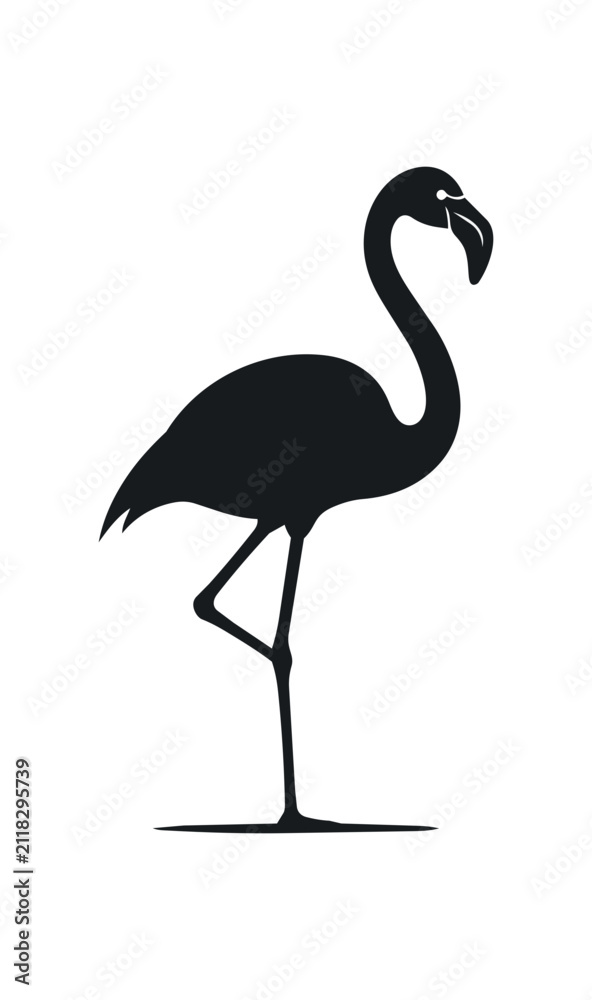 Fototapeta premium Silhouette of a graceful flamingo standing on one leg.