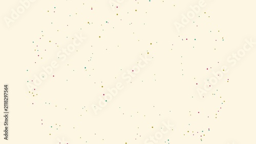 Dynamic 3D cluster of multicolored dots on a neutral background.