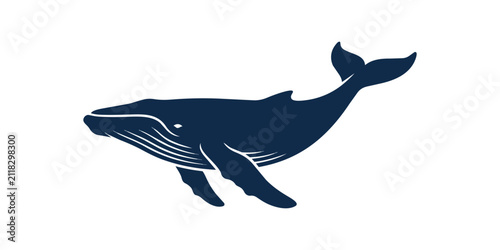 Canvastavla Stylized Silhouette of a Blue Humpback Whale Swimming.