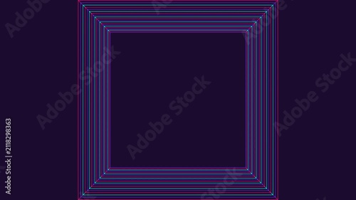 Abstract Neon Square Tunnel Loop with Vibrant Magenta and Cyan Lines.