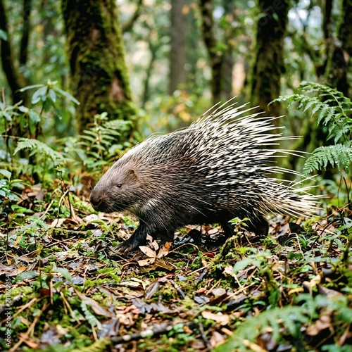 Himalayan Crestless Porcupine in Woodland
