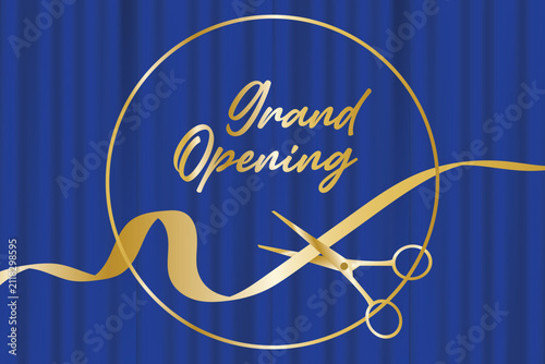 grand opening background with blue curtains