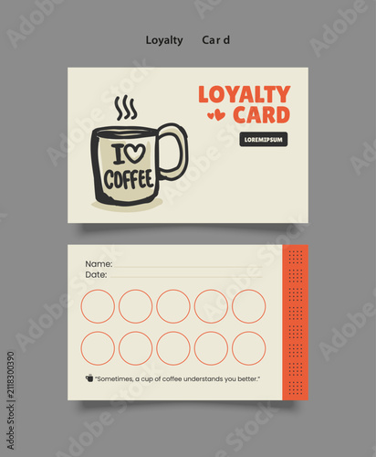 Loyalty Card Coffee with hand drawn illustration graphic branding set