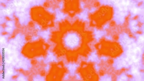 Vibrant orange and lavender kaleidoscope animation featuring a soft cloud-like texture.